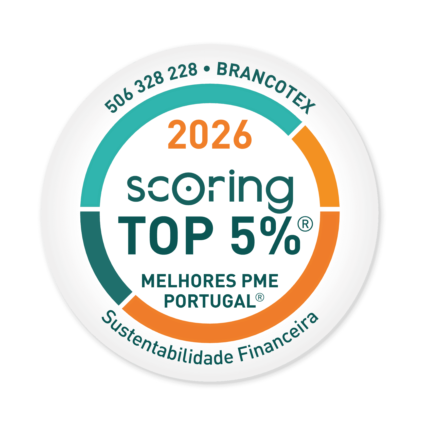 Selo TOP 5% 2026 — BRANCOTEX - REPARAÇÃO DE EQUIPAMENTOS INDUSTRIAIS, UNIPESSOAL, LDA