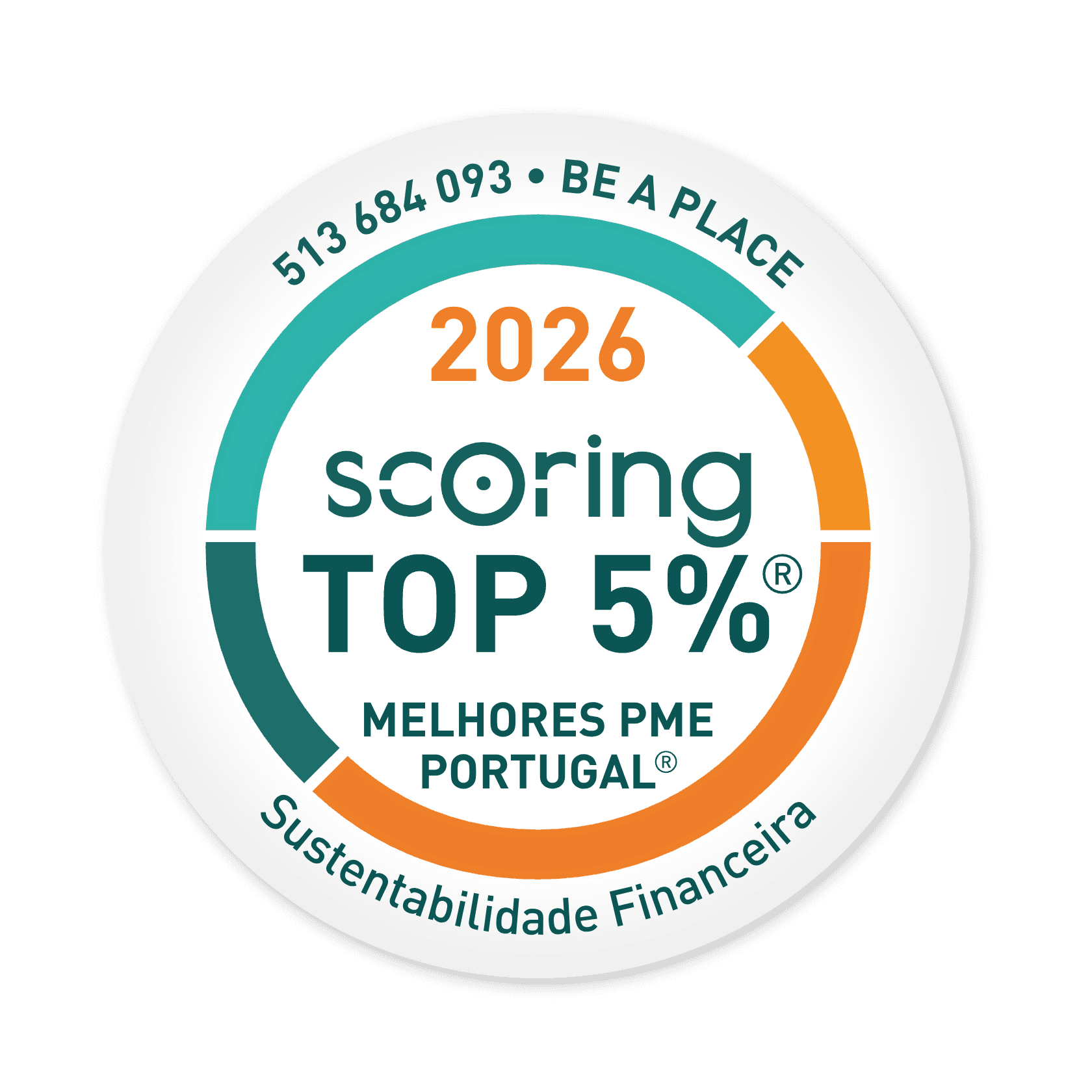 Selo TOP 5% 2026 — BE A PLACE, LDA