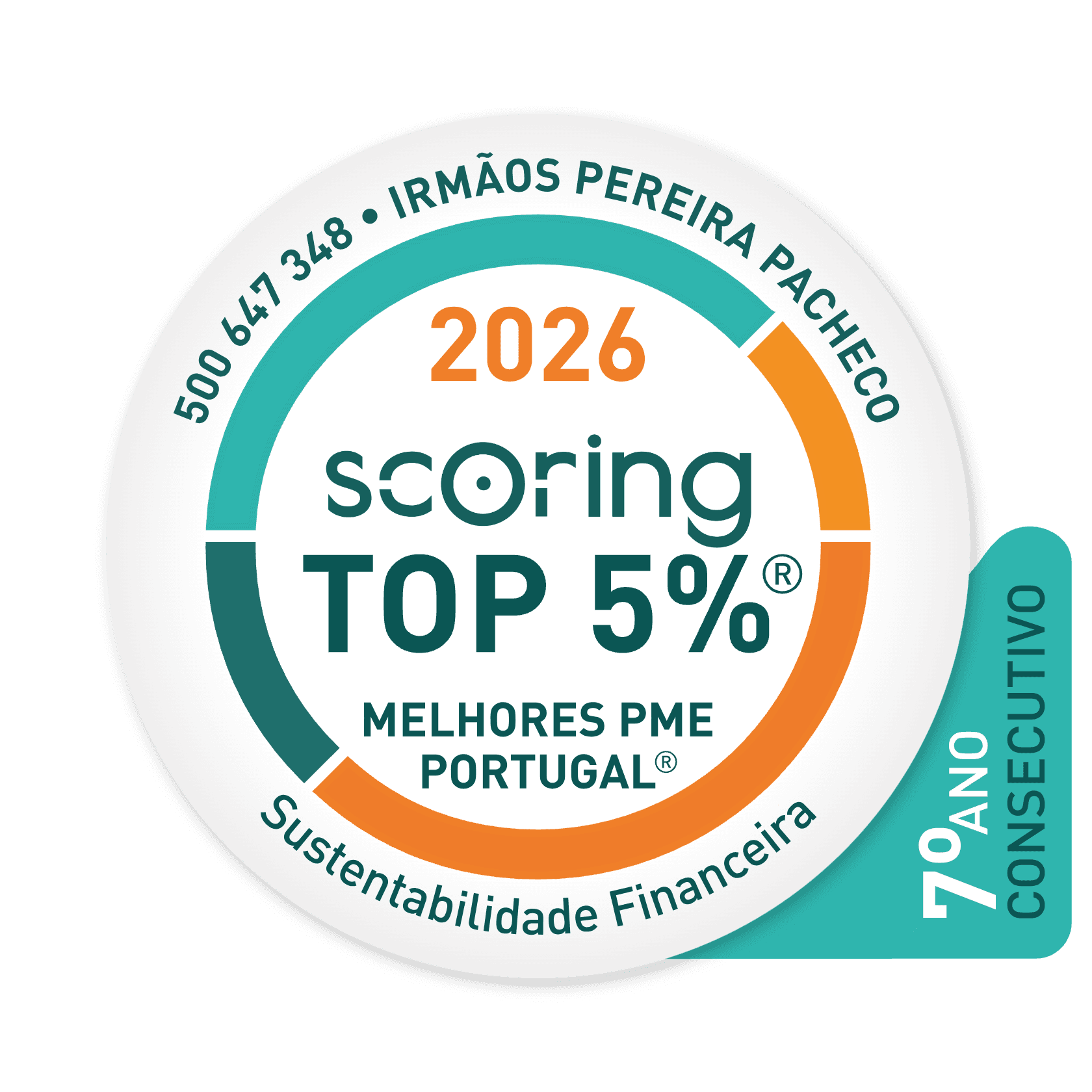 Selo TOP 5% 2026 — IRMÃOS PEREIRA PACHECO, S.A.
