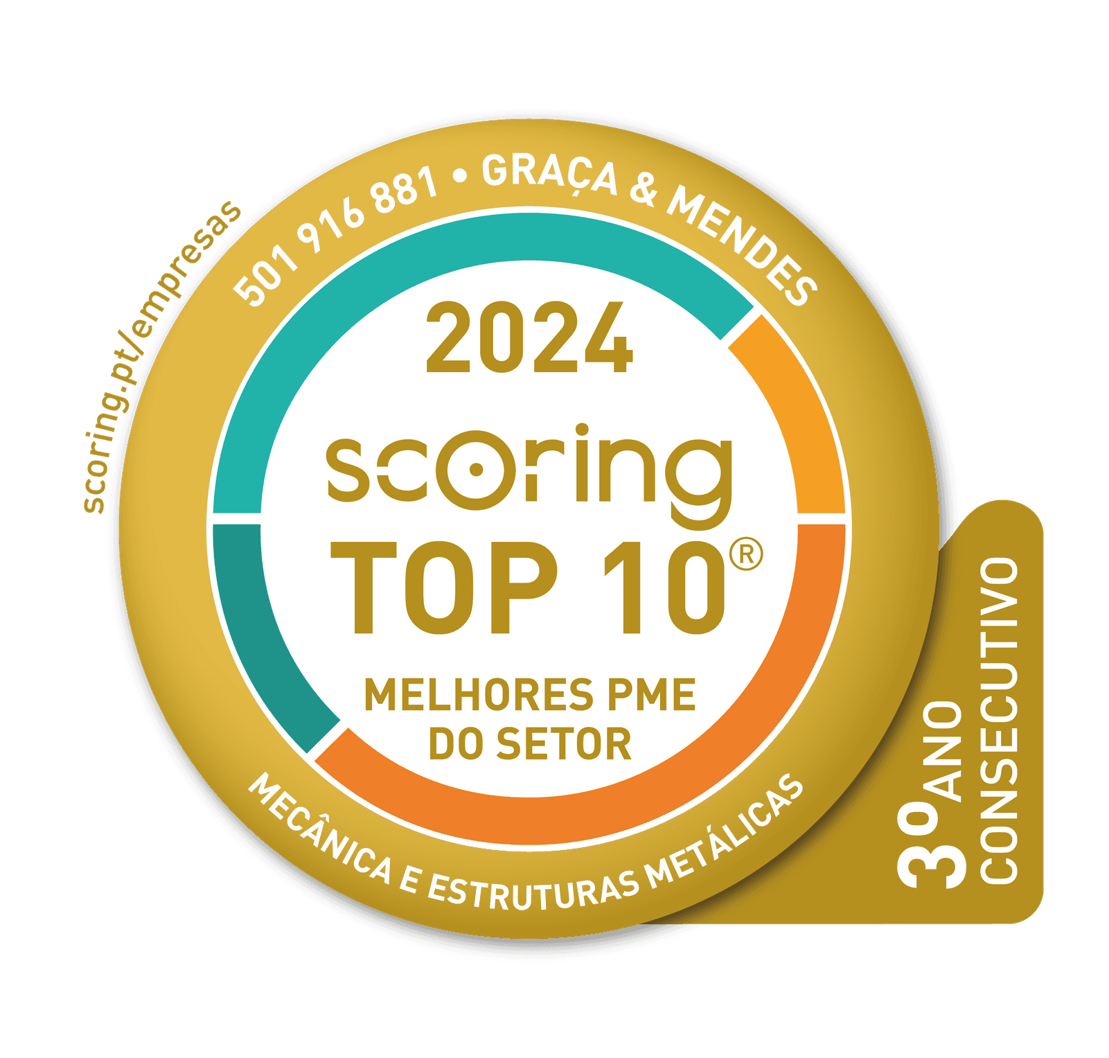 Selo TOP 10 Setor 2024 — GRAÇA & MENDES, LDA (TOLNIBER)