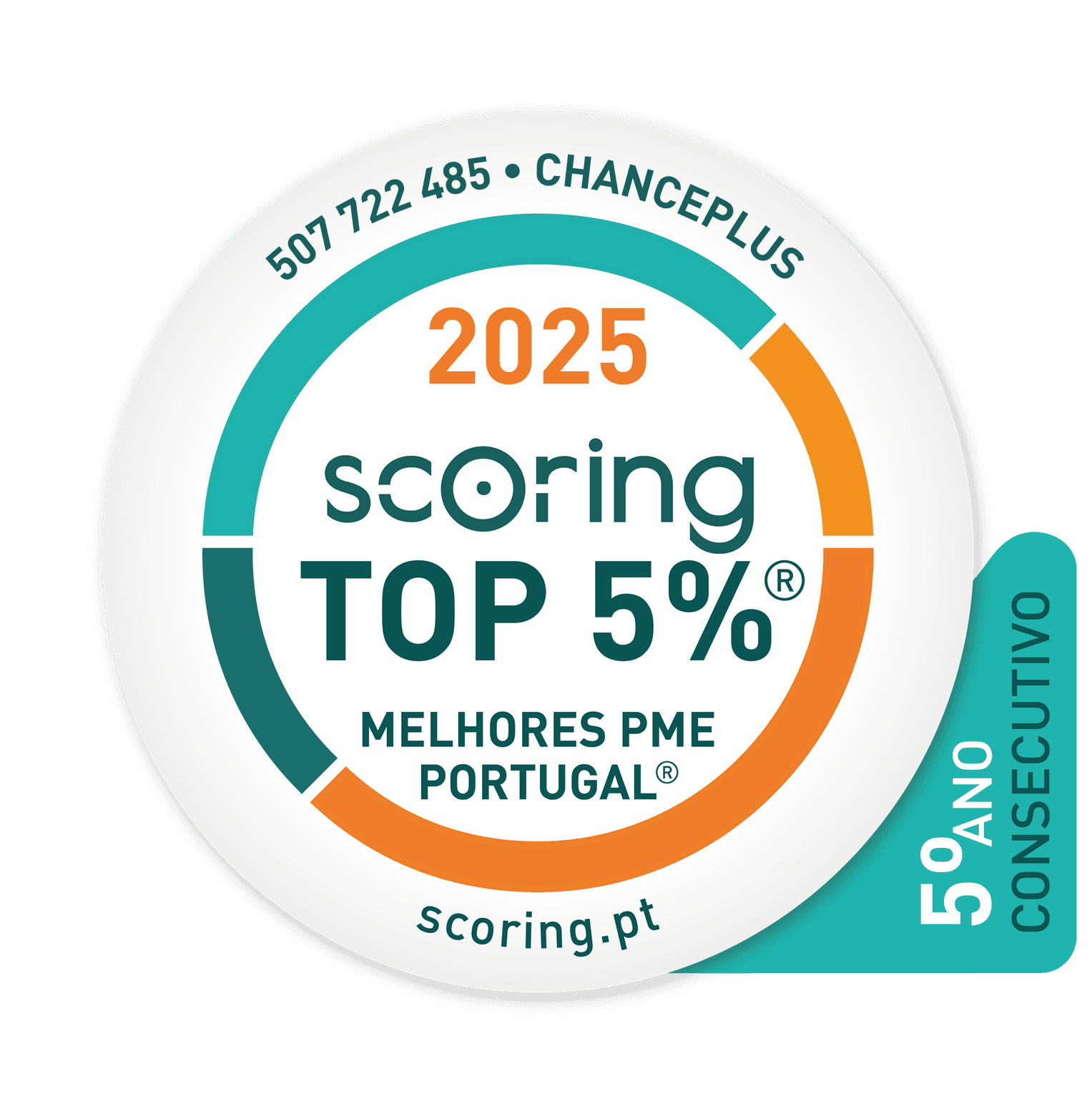 Selo TOP 5% 2025 — CHANCEPLUS, UNIPESSOAL, LDA