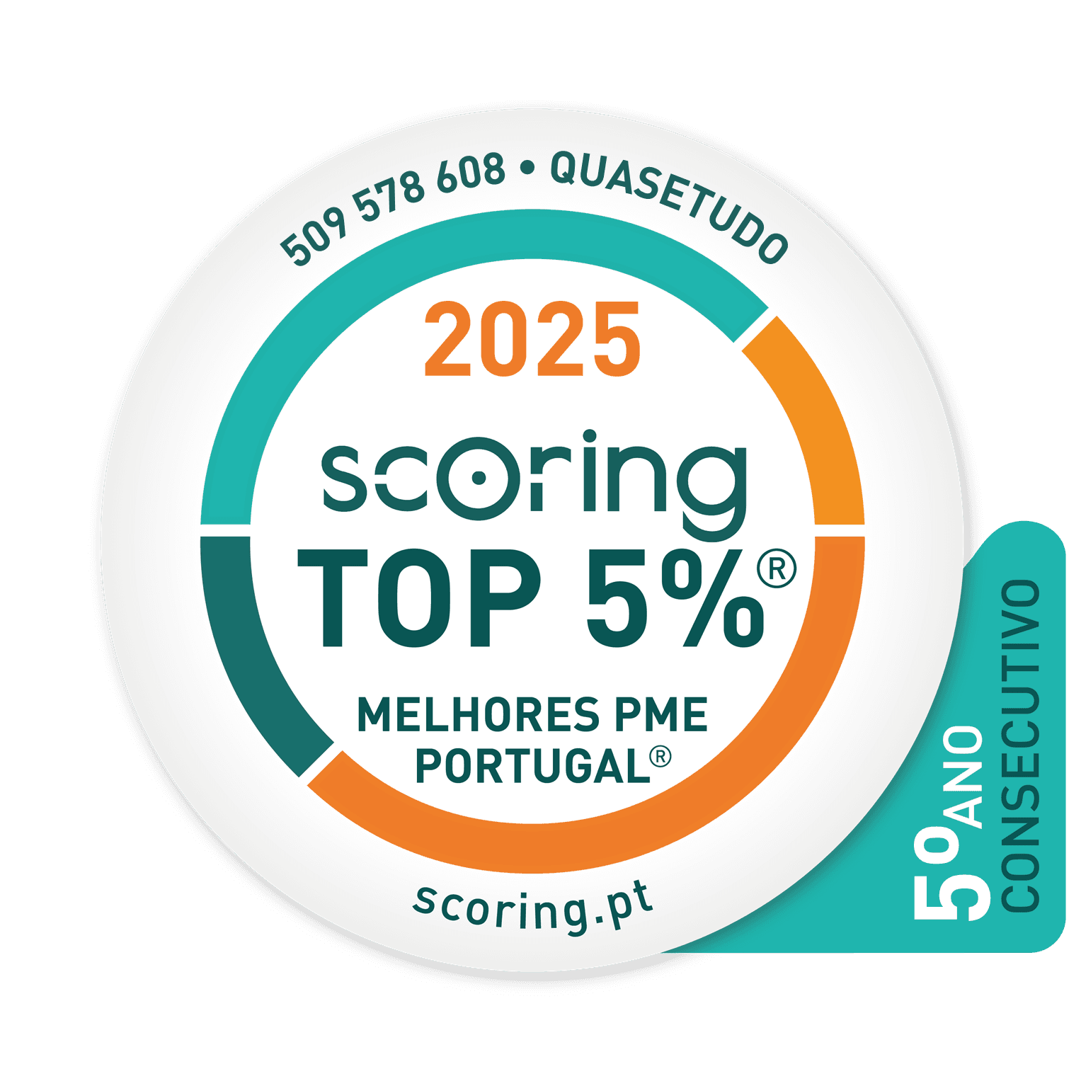 Selo TOP 5% 2025 — QUASETUDO, LDA