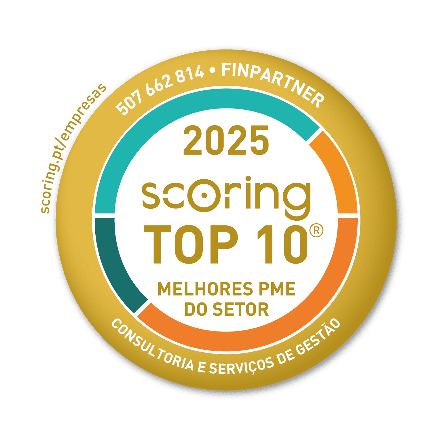 Selo TOP 10 2025 — FINPARTNER - CONSULTADORIA, CONTABILIDADE E FISCALIDADE, S.A.