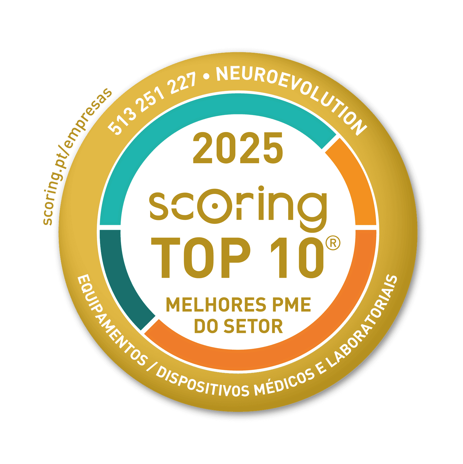 Selo TOP 10 2025 — NEUROEVOLUTION - SISTEMAS MÉDICOS, LDA