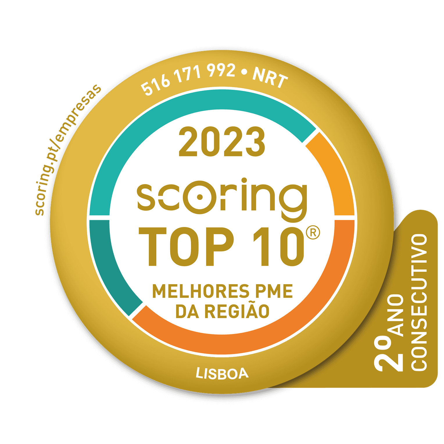 Selo TOP 10 2023 — NRT - EDIFÍCIOS INDUSTRIAIS, LDA