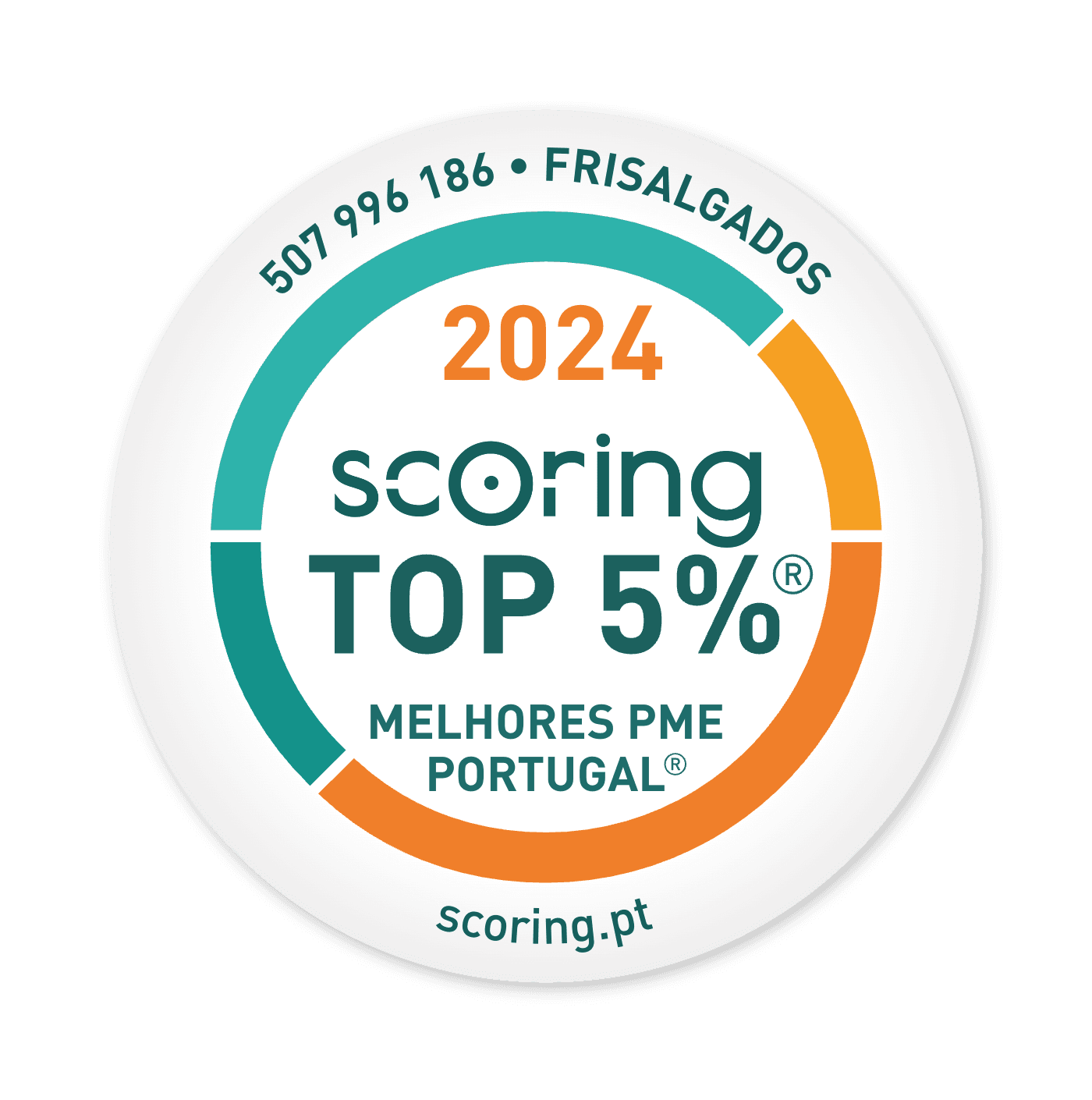 Selo TOP 5% 2024 — FRISALGADOS - FABRICO E DISTRIBUIÇÃO DE PRODUTOS ALIMENTARES, LDA