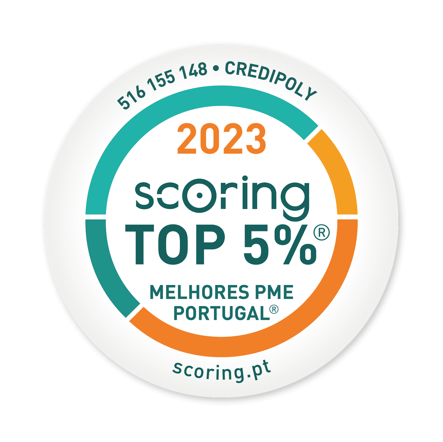 Selo TOP 5% 2023 — CREDIPOLY - INTERMEDIAÇÃO DE CRÉDITO, UNIPESSOAL, LDA