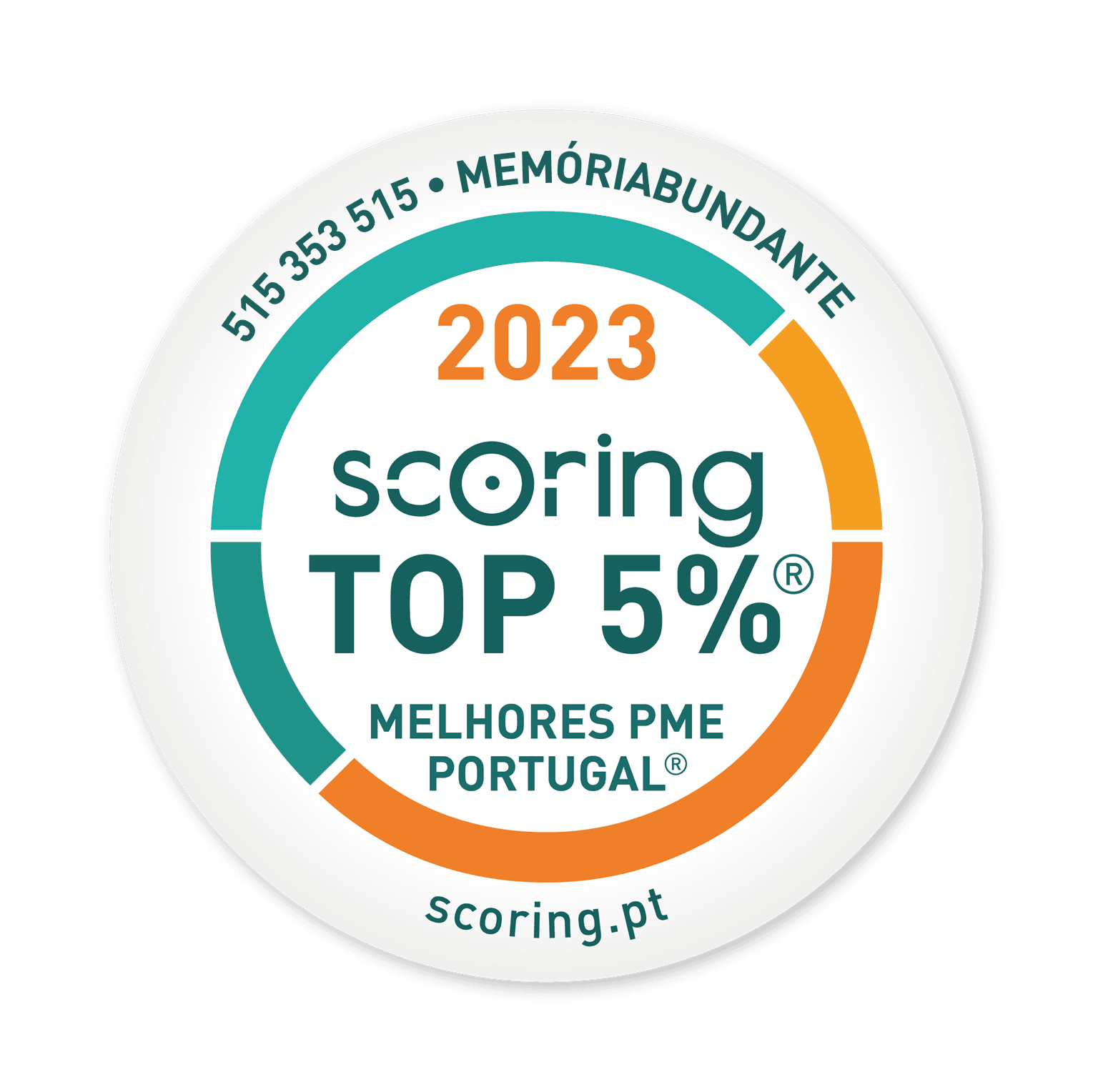 Selo TOP 5% 2023 — MEMÓRIABUNDANTE - CONSULTÓRIO, UNIPESSOAL, LDA