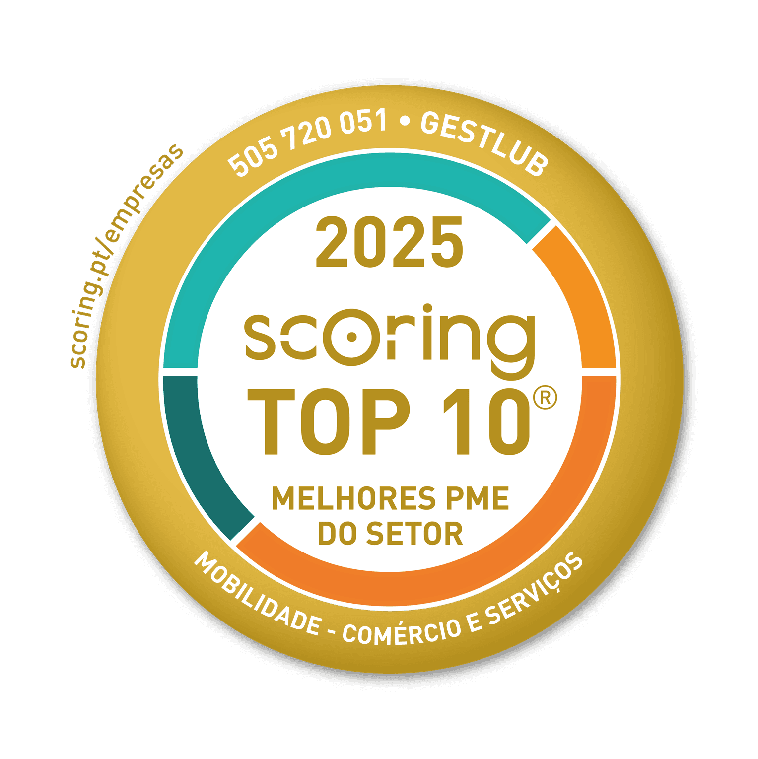 Selo TOP 10 Setor 2025 — GESTLUB - SOCIEDADE GESTORA DE LUBRIFICANTES, LDA