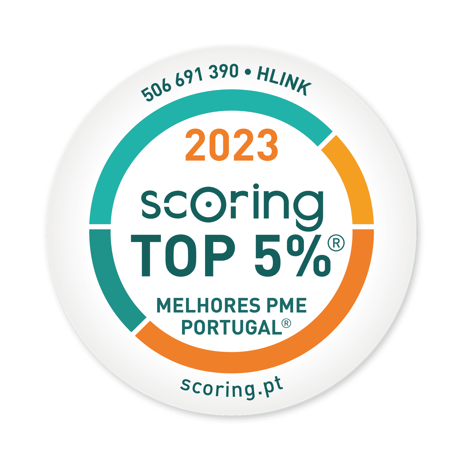 Selo TOP 5% 2023 — HLINK - REDES E SOFTWARE INDUSTRIAL, LDA