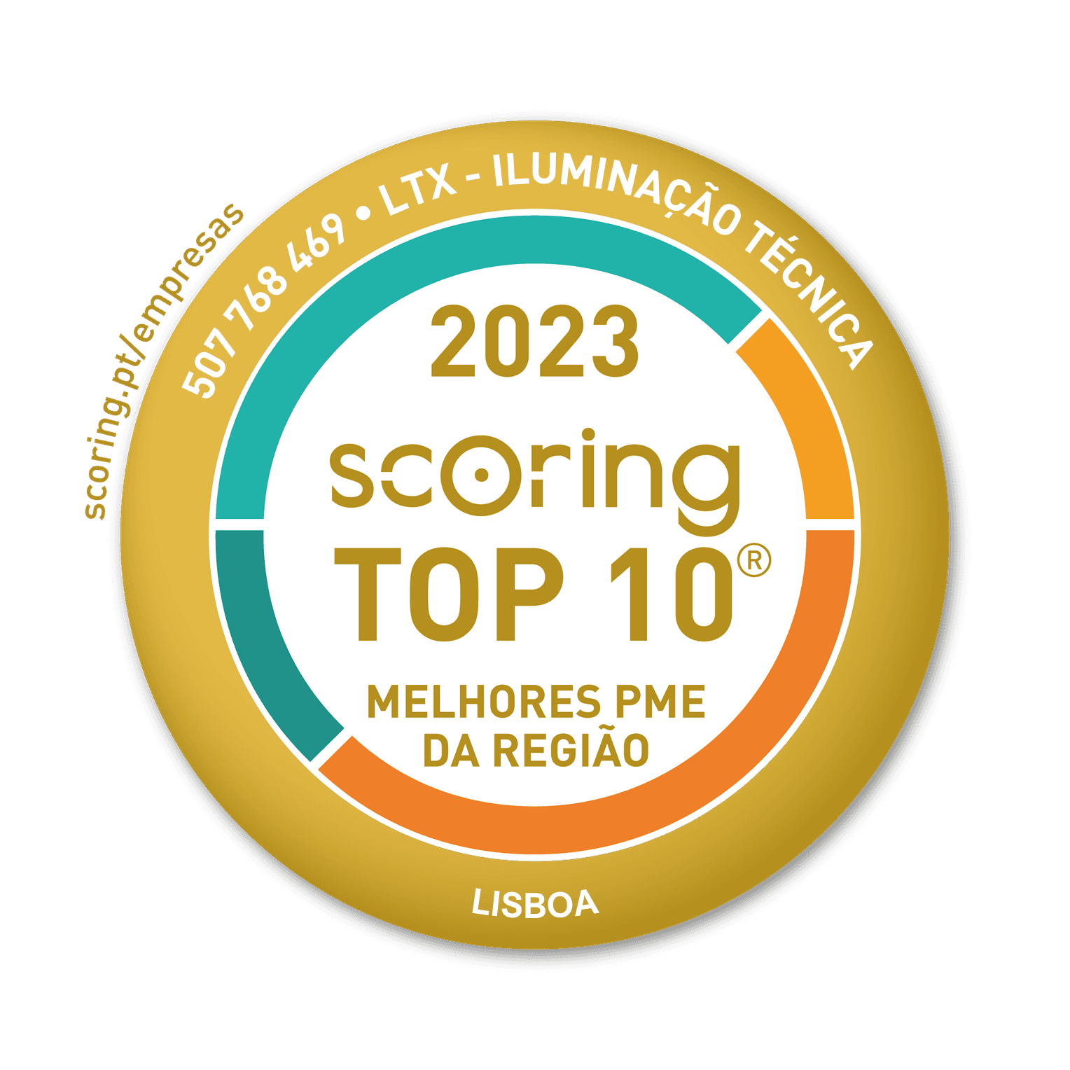 Selo TOP 10 2023 — LTX - ILUMINAÇÃO TÉCNICA, S.A.