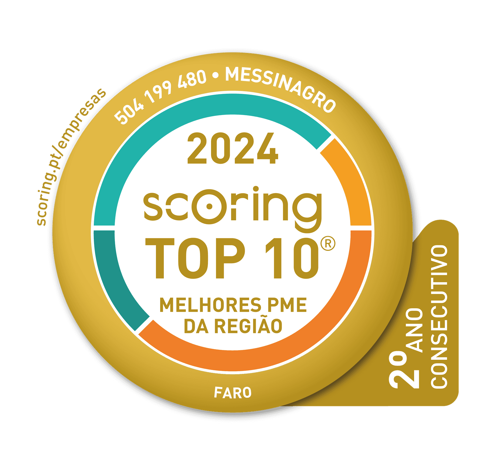 Selo TOP 10 Região 2024 — MESSINAGRO - PRODUTOS E ASSISTÊNCIA À AGRICULTURA, LDA