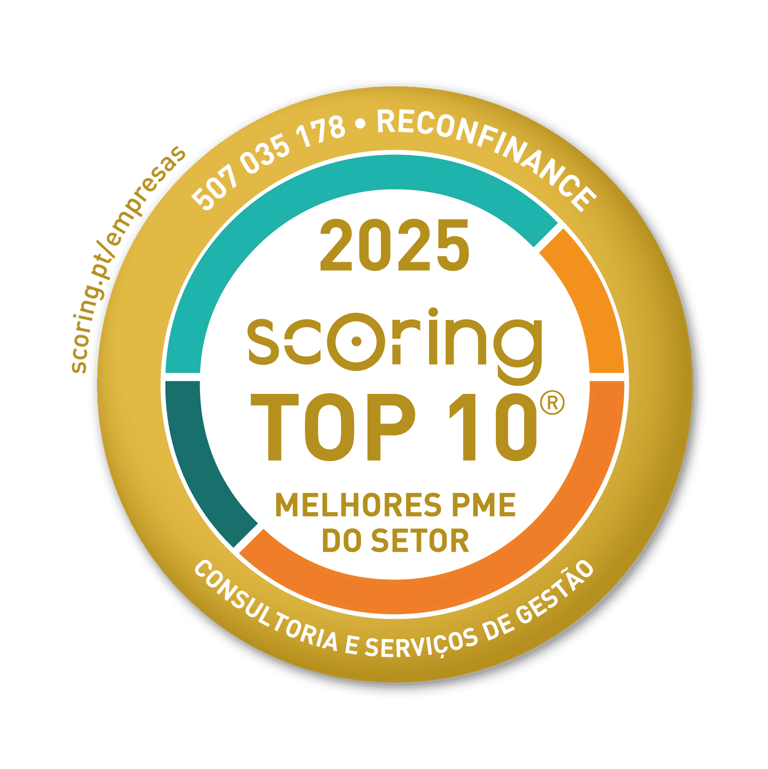 Selo TOP 10 2025 — RECONFINANCE - GESTÃO E RECUPERAÇÃO DE ACTIVOS, S.A.