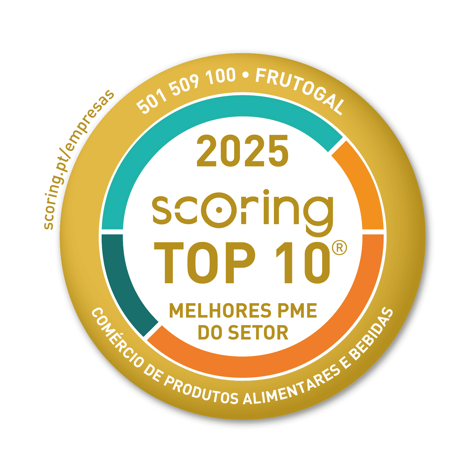 Selo TOP 10 2025 — FRUTOGAL - INDÚSTRIA E COMÉRCIO DE PRODUTOS ALIMENTARES, LDA