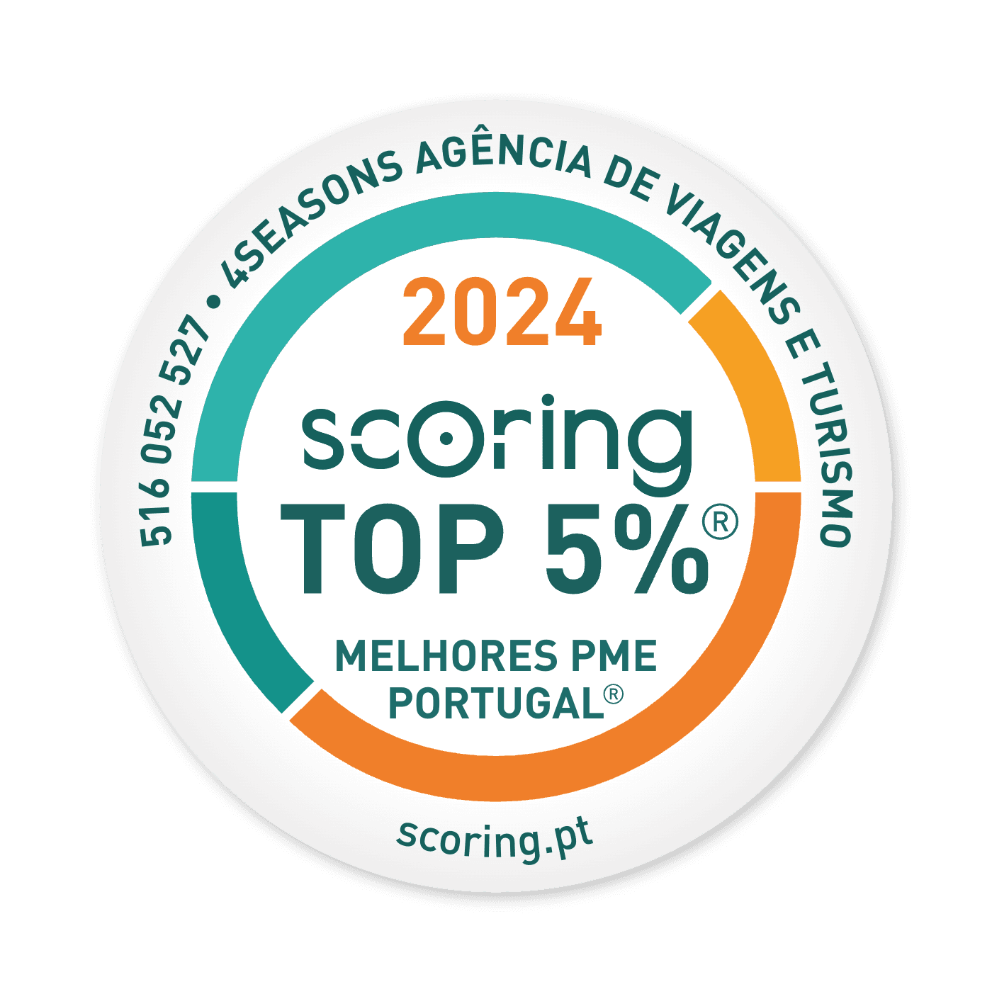 Selo TOP 5% 2024 — 4SEASONS AGÊNCIA DE VIAGENS E TURISMO, LDA
