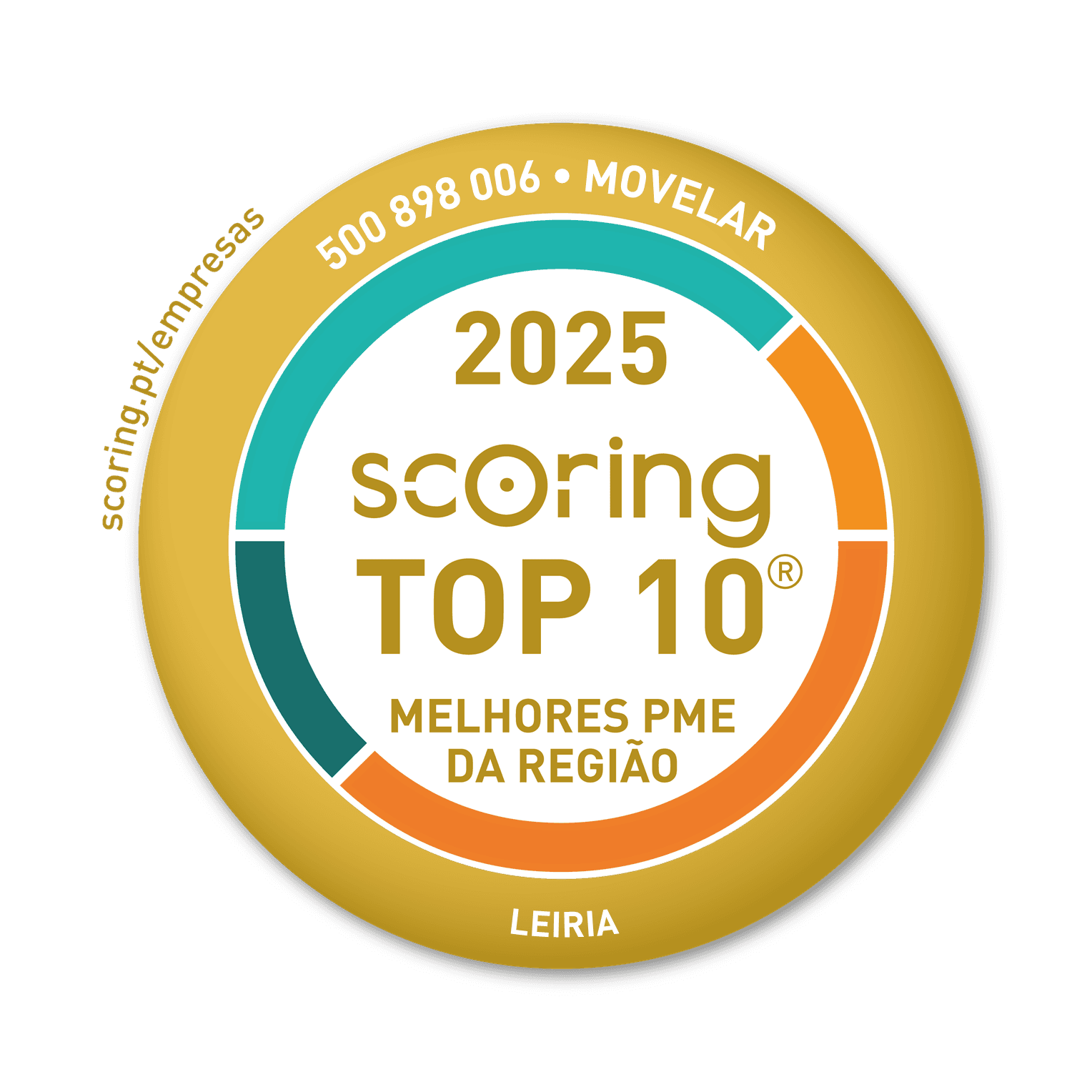 Selo TOP 10 Região 2025 — MOVELAR - MÁRIO F. RINO, LDA