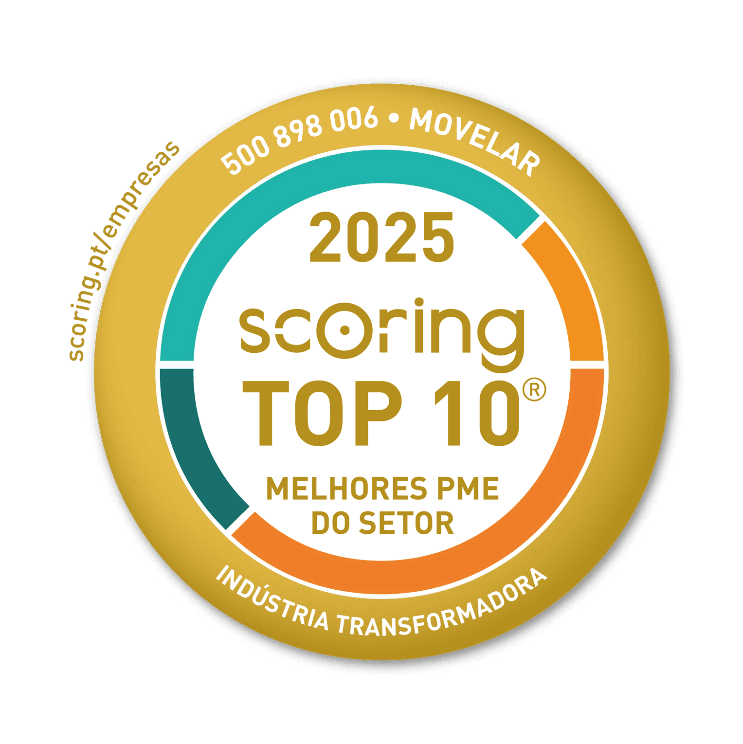 Selo TOP 10 Setor 2025 — MOVELAR - MÁRIO F. RINO, LDA
