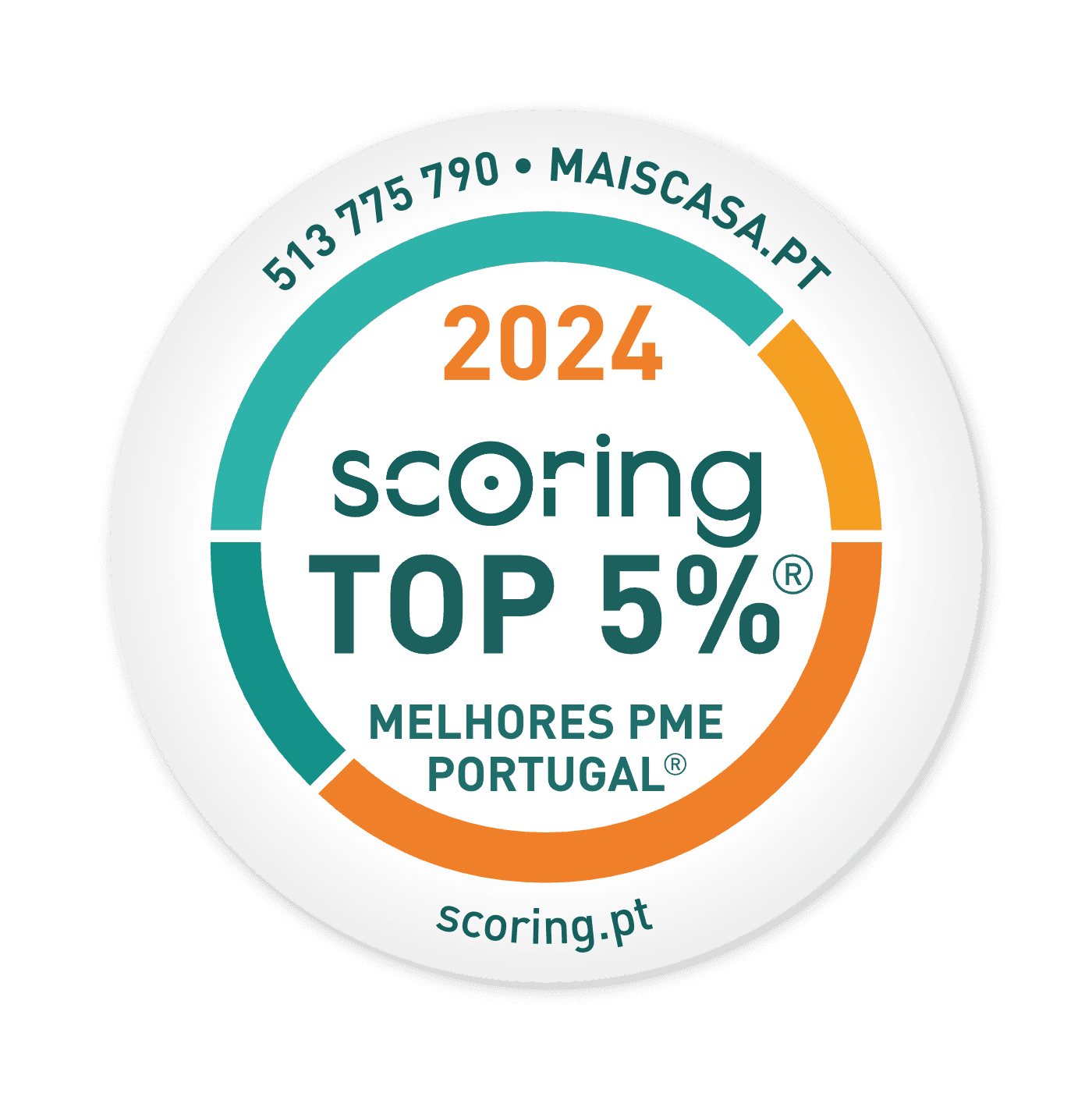 Selo TOP 5% 2024 — MAISCASA.PT (PÁGINA DA FRENTE, UNIPESSOAL, LDA)