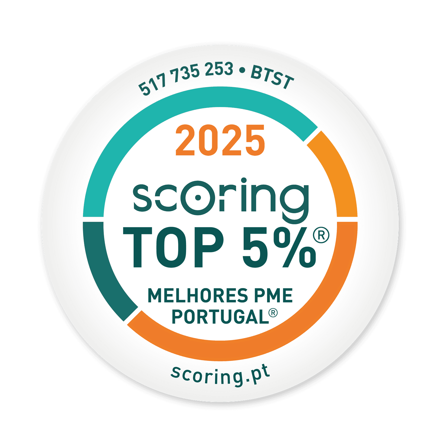 Selo TOP 5% 2025 — BTST, UNIPESSOAL, LDA