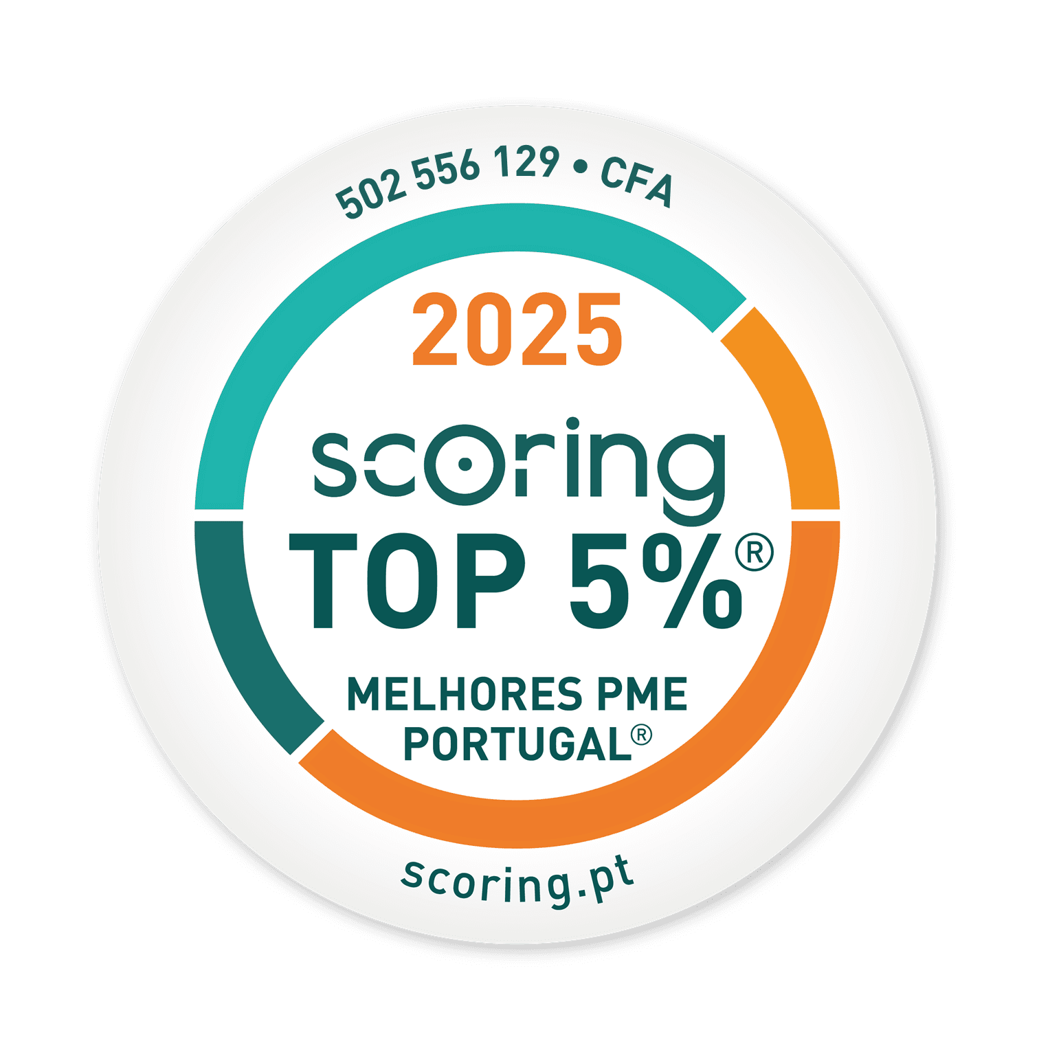 Selo TOP 5% 2025 — CFA - CRAVO, FORTES, ANTÃO & ASSOCIADOS, SROC, LDA
