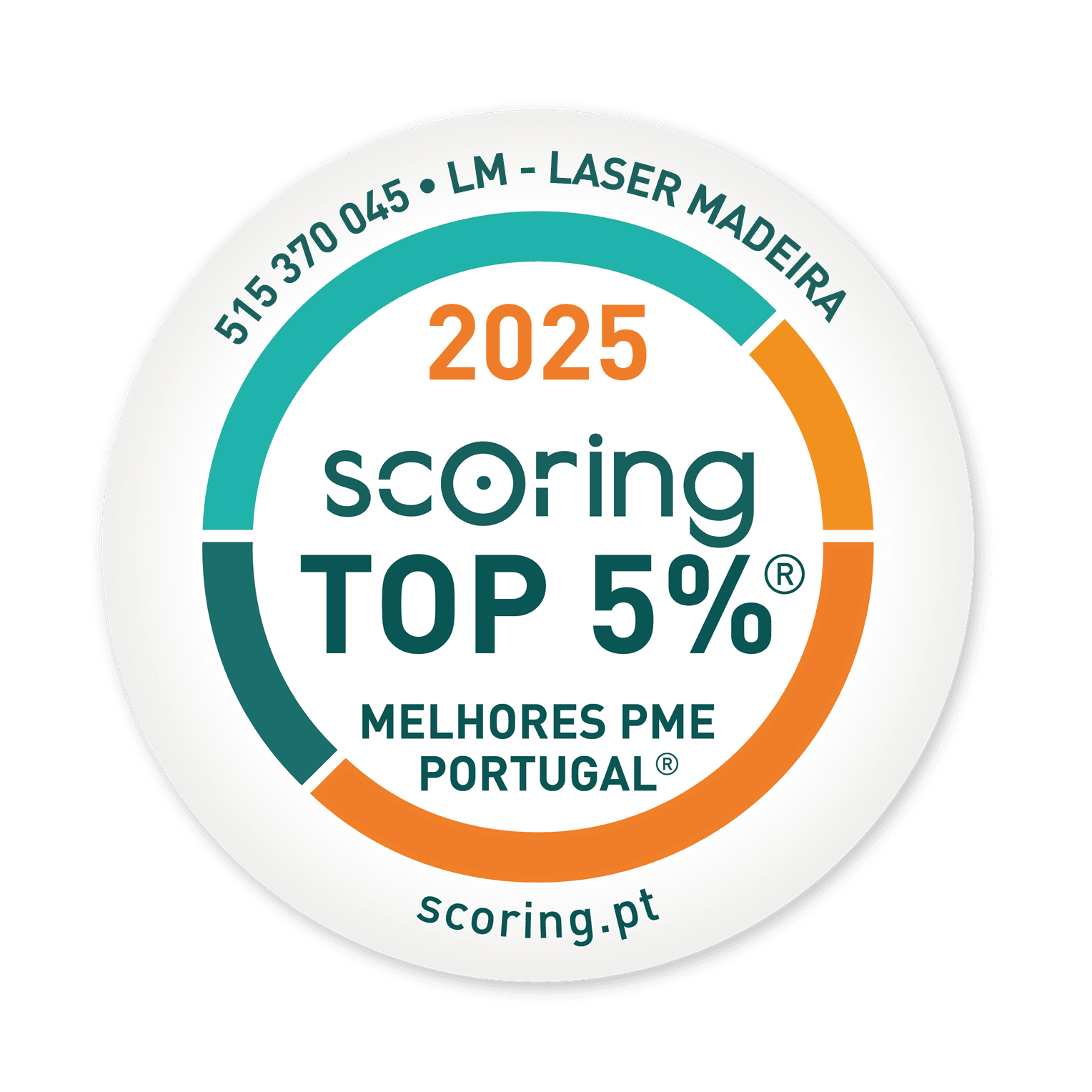Selo TOP 5% 2025 — LM - LASER MADEIRA - CORTE E GRAVAÇÃO A LASER, LDA