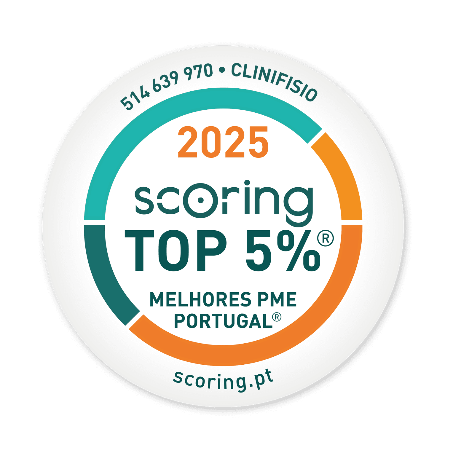Selo TOP 5% 2025 — CLINIFISIO - FISIOTERAPIA, SAÚDE E BEM-ESTAR, LDA