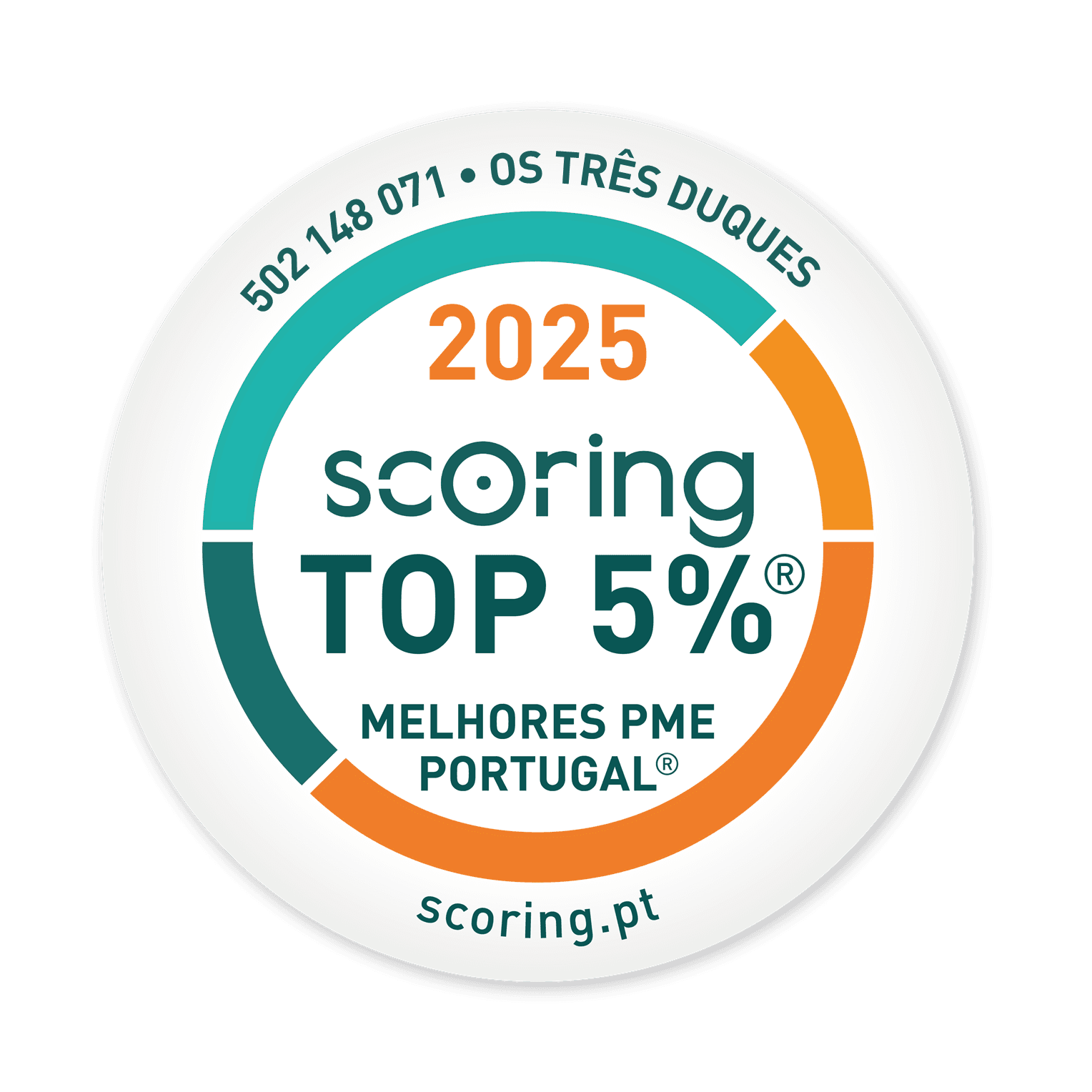 Selo TOP 5% 2025 — OS TRÊS DUQUES - SOCIEDADE DE CONSTRUÇÕES, LDA